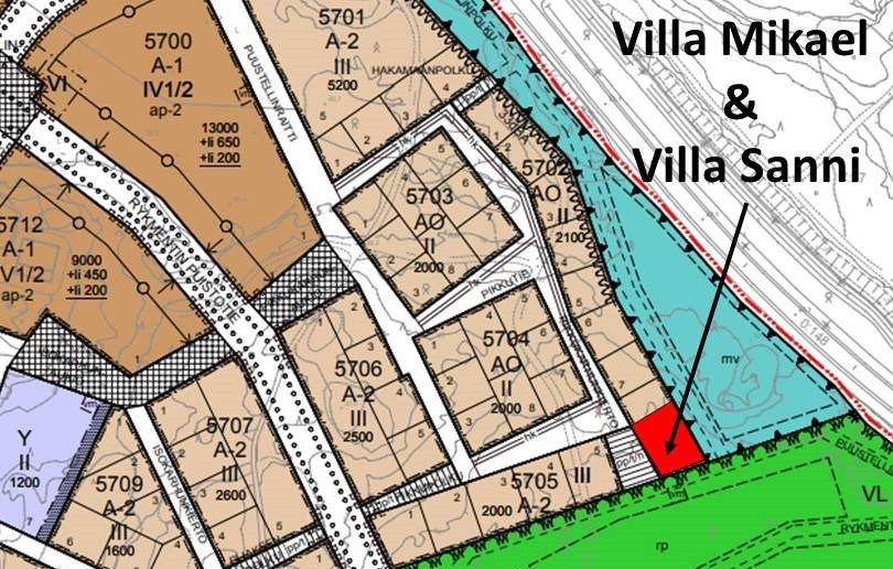 Villa Mikael ja Villa Sanni kartalla
