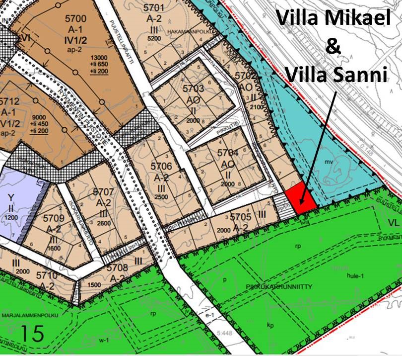 Villa Mikael ja Villa Sanni kartalla